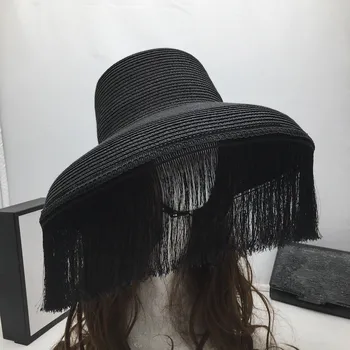 202207-shi vara dropshipping vacanță chic ciucure masca misterios hârtie iarba doamna soare capac femei pălărie de petrecere a timpului liber