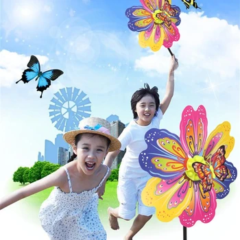 1 Pc 3D Fluture Floare Moară de vânt Wind Spinner Casa Gradina Curte Decor Jucărie pentru Copii
