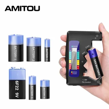 AMITOU LCD Universale Testere Baterie Volt Capacitate Detector de C AA AAA D N 9V 1.55 V Universal Butonul de Celule Electrician Instrumente