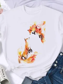 2022 Femei Desene animate Fox tricou de Moda Drăguț de Vară Ladies T shirt de Imprimare Elegant Tee Topuri cu maneci Scurte Haine femei T-Shirt