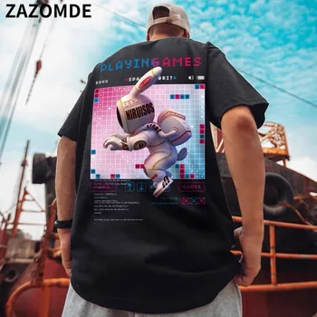 ZAZOMDE Hip Hop Oversize Tee Tricou Streetwear Desene animate Scrisoare de Imprimare T-Shirt Harajuku Bumbac 2022 Vara Maneca Scurta Tricou Barbati