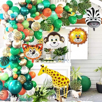 Jungle Safari Tema Consumabile Partid Balon Ghirlanda Kit Verde Baloane de Animale pentru Copii Băieți Petreceri de Ziua Copilului Duș Decor