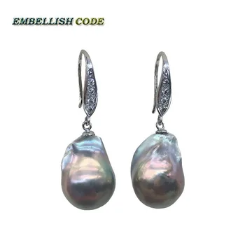 special baroc pearl flacără mingea stely cârlig legăna cercei gri câteva violet colorate perle naturale argint 925 pentru doamna