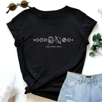 Am Nevoie de Mai mult Spațiu tricou Estetice Hipster Carantină Introvertit Tricou Femei Vintage Sistem Solar Astronomie Top Tee Shirt