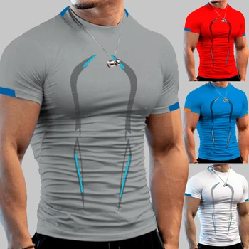 Oamenii de Fitness Topuri de Moda Strâns Sport tricouri Supradimensionate Maneca Scurta Sport Sală de Funcționare Îmbrăcăminte Drumeții Tricou Plus Dimensiune