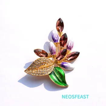 Stras Floare Broșe Pentru Femei Elegante, De Culoare Multi Cadou De Nunta De Cristal Corsaj Pictat Pin Rochie Ornament Moda Bijuterii