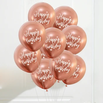 10buc 12inch la mulți ani Balon Decor Rose Gold Chrome Metalice Baloane din Latex Pentru Copii 1 30 Petrecere de Ziua de Metal Globos