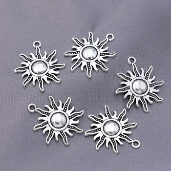 10buc Placate cu Argint Antic Soare Farmece Pandantive pentru a Face Bijuterii DIY Accesorii Handmade, de Artizanat 18x20mm