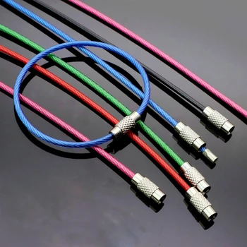 5Pcs 150mm Colorate EDC Breloc cu Carabină din Oțel Inoxidabil Suport Cheie în aer liber Sârmă Brelocuri Cablu Rope Șurub de Blocare Cheie Lanț
