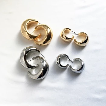 AOMU Noi Geometrice Simple Minimalism C Forma de Aur de Culoare Argint Groasă de Metal Hoop Cercei pentru Femei Partid Cadouri Bijuterii