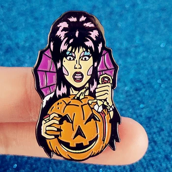 Elvira Stapana Întuneric Halloween Craniu de Dovleac Email Brosa Metalice Insigne insigne, Broșe Moda Bijuterii Accesorii