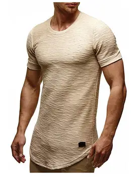 B2049-Vara noi bărbați tricouri culoare solidă slim tendință casual cu mâneci scurte moda